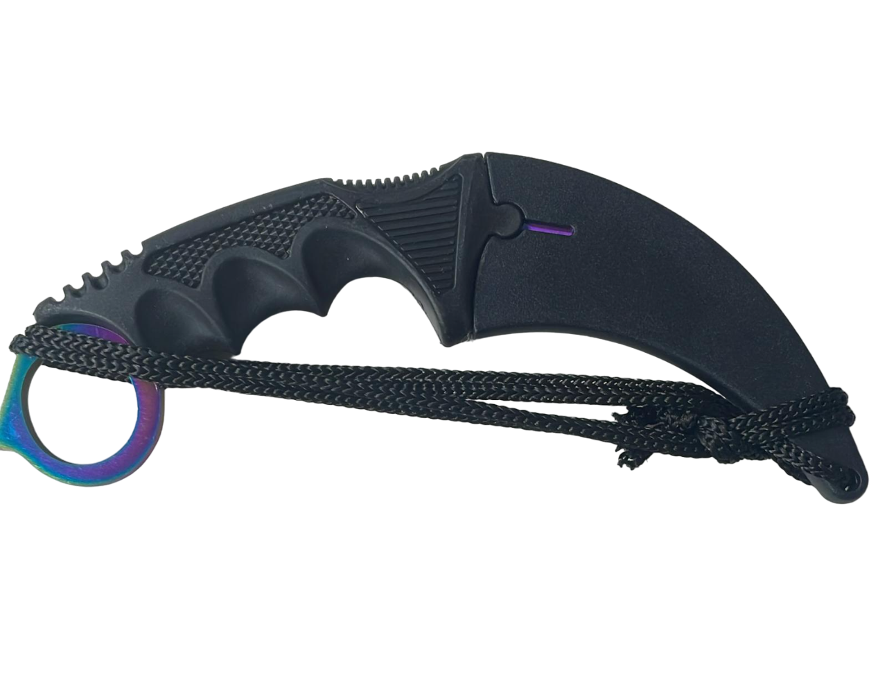Fixed Blade, Black Handle & Titanium Blade.